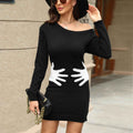 Women's Tropical Palm Print Knit Dress – Elegant One Shoulder Bodycon Fashion Dress