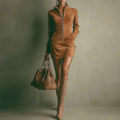Women's Deerskin Velvet Zipper Dress - Long Sleeve Mini Dress