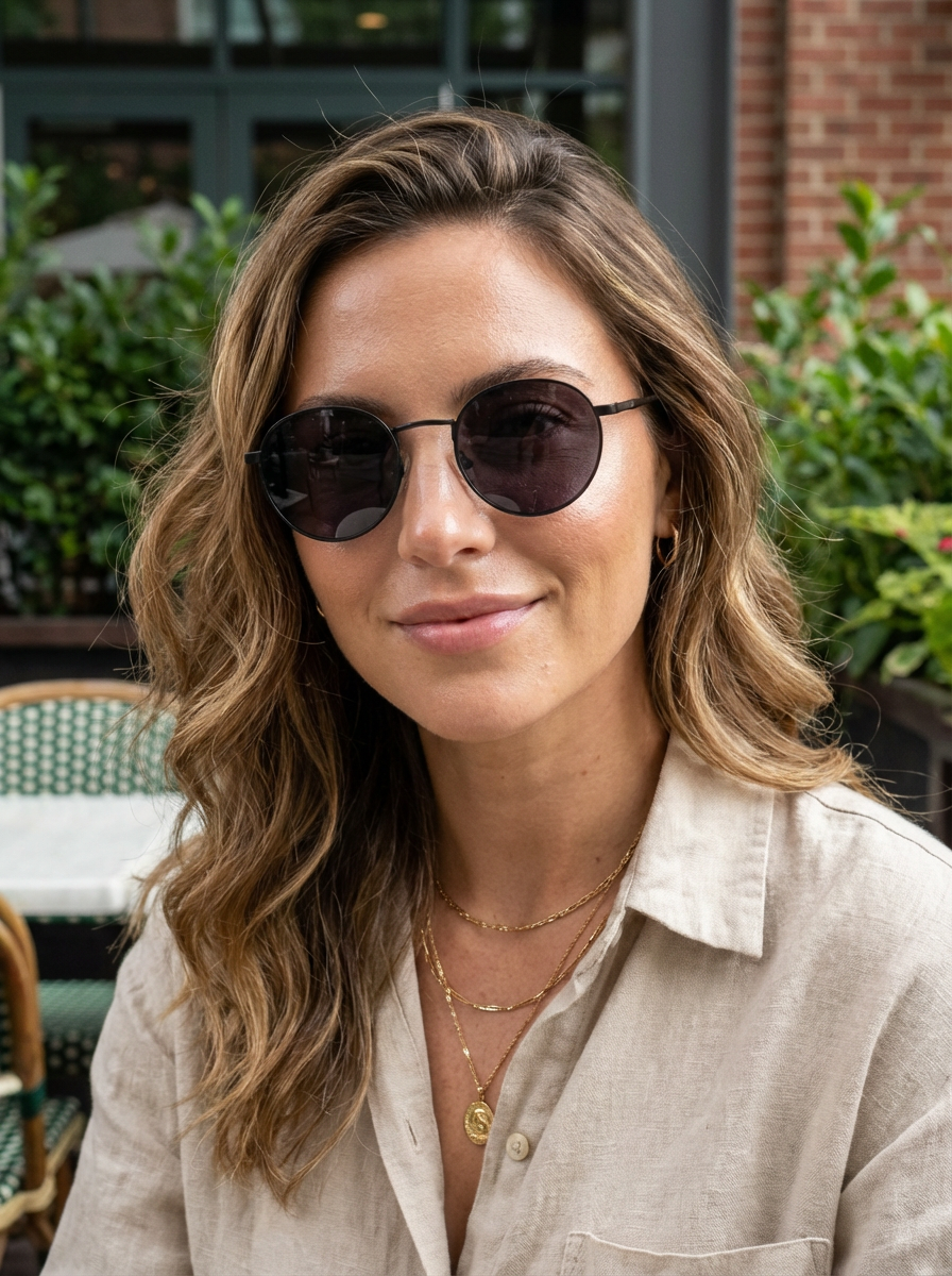 Boléro Sage — Round Metal Polarized Sunglasses