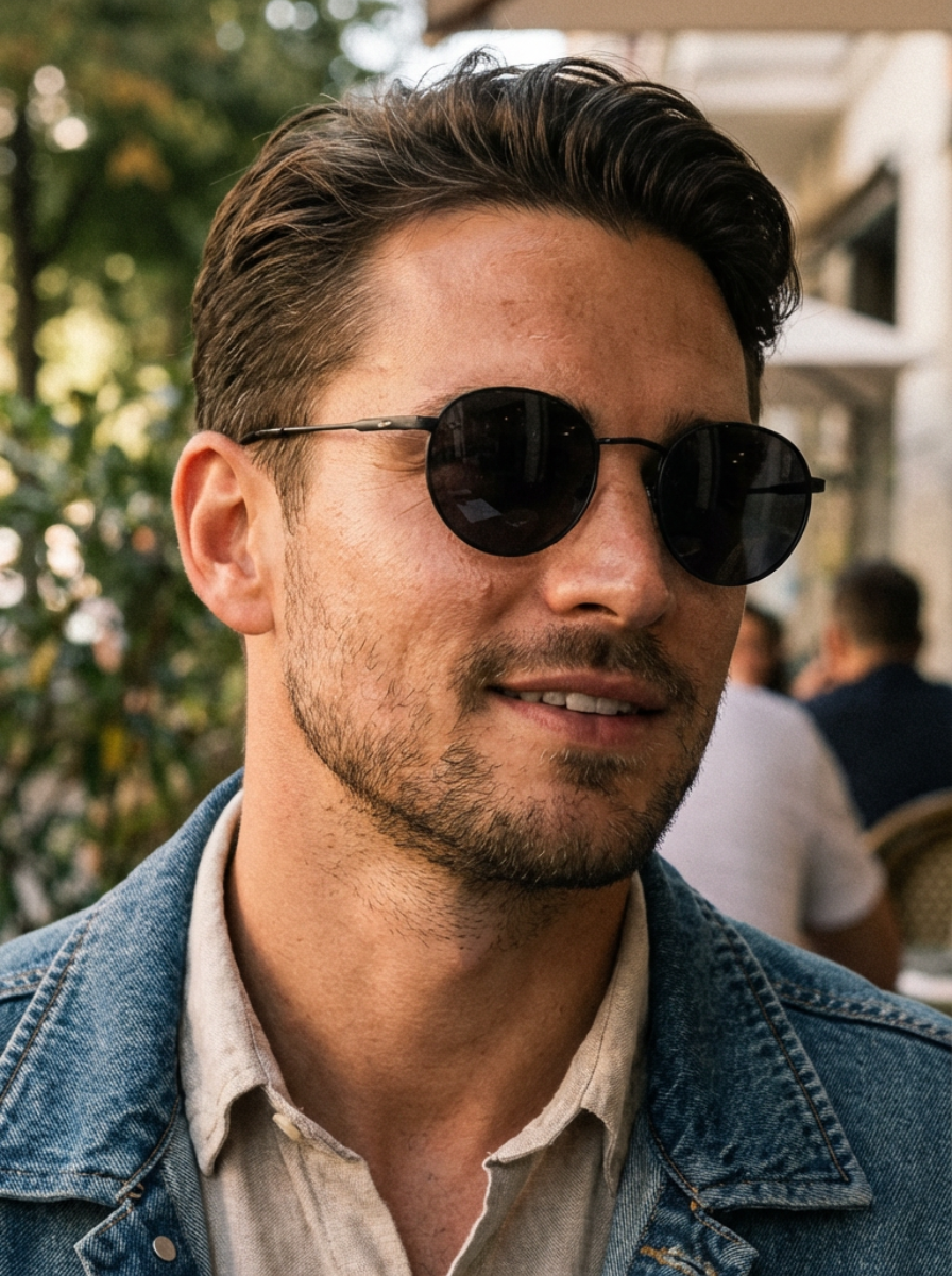 Boléro Sage — Round Metal Polarized Sunglasses