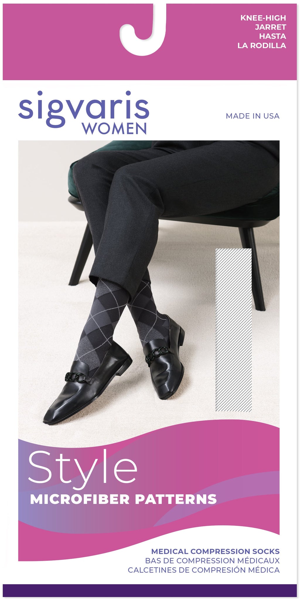 Sigvaris Women's Style Microfiber Patterns Calf 20-30mmHg Women's Closed Toe