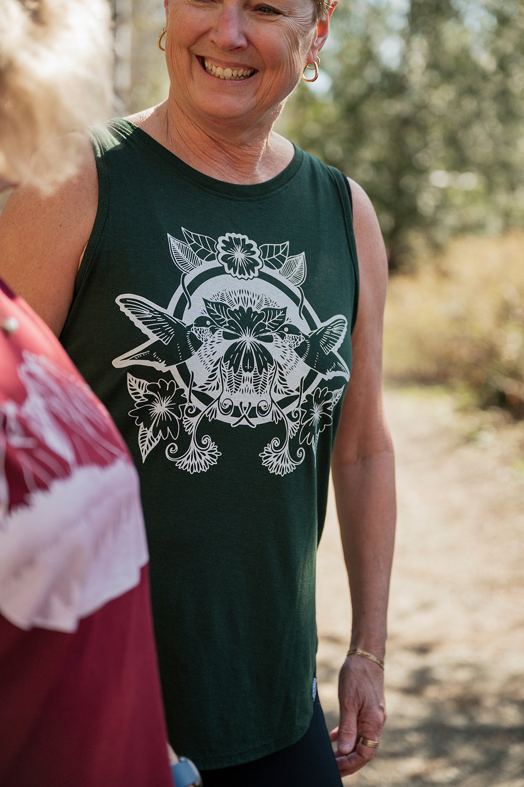 HUMMINGBIRD - Women's Relaxed Bamboo Tank - Forest Green