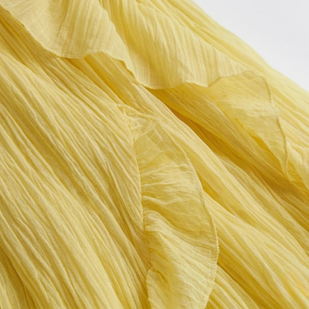 The Juliette Crinkle Chiffon Ruffle Maxi Dress- Stylist's Pick