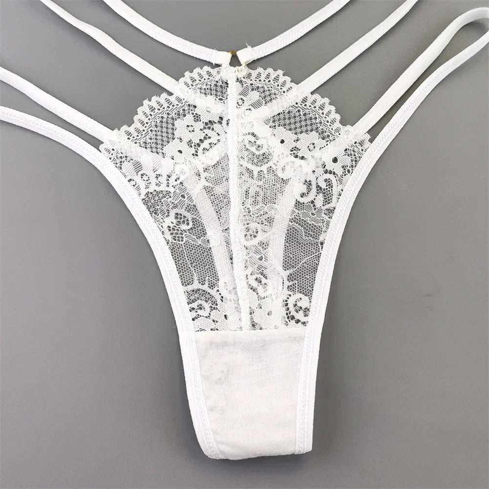 3-Pack Lace Peekaboo G-Strings – Strappy, Sheer, & Seductive T-Back Thongs