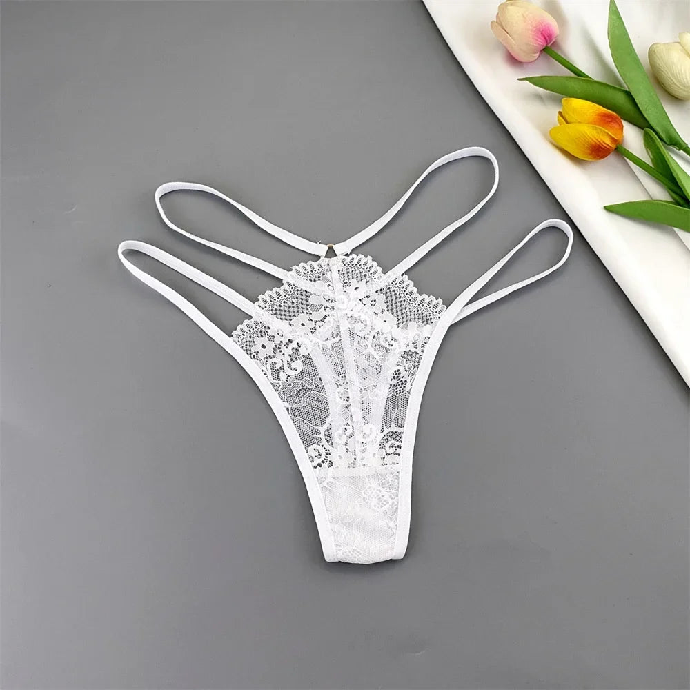 3-Pack Lace Peekaboo G-Strings – Strappy, Sheer, & Seductive T-Back Thongs