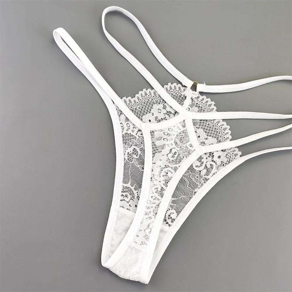 3-Pack Lace Peekaboo G-Strings – Strappy, Sheer, & Seductive T-Back Thongs
