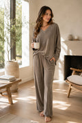 Terry & Co. - Relaxed French Terry Matching Lounge Set For Women 2PC In Latte
