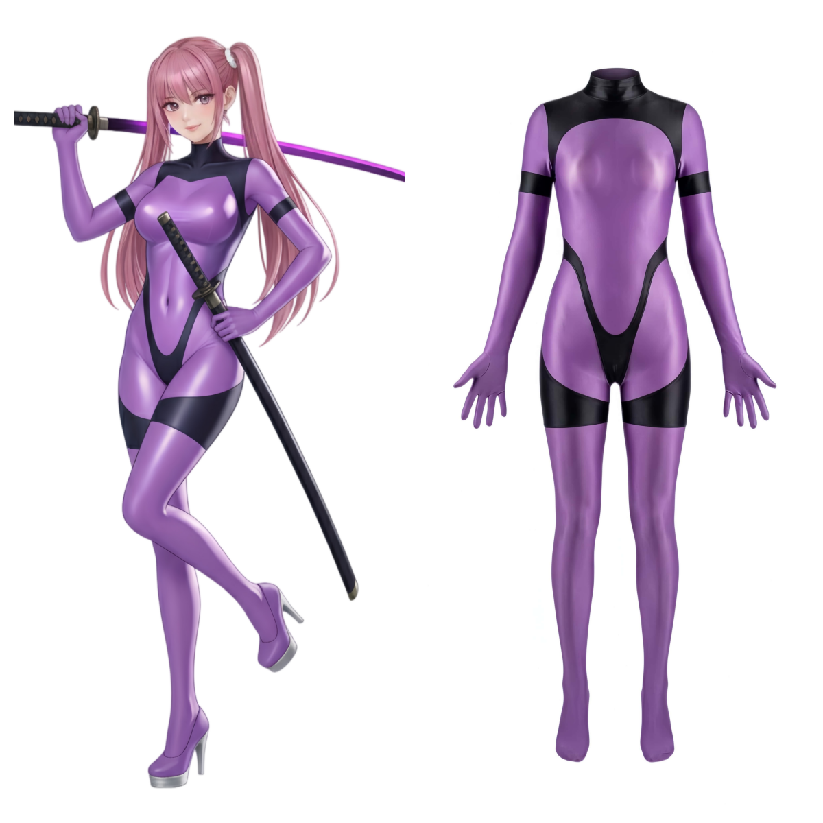 Anime Sci-fi Spandex Swimwear Racing Suit Full Bodysuit Zentai with Crotch Zipper